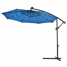 Load image into Gallery viewer, 10&#39; Patio Hanging Umbrella Sun Shade with Solar LED Lights-Blue
