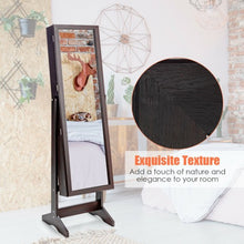 Load image into Gallery viewer, Jewelry Cabinet Stand Mirror Armoire with Large Storage Box-Brown
