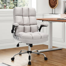 Load image into Gallery viewer, Adjustable Swivel Office Chair with High Back and Flip-up Arm for Home and Office-Beige
