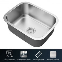 Load image into Gallery viewer, 23� Stainless Steel Single Bowl Kitchen Sink Basin
