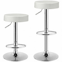 Load image into Gallery viewer, 1 PC Round Bar Stool Adjustable Swivel Pub Chair-White
