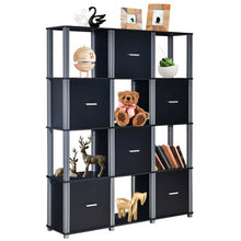 Load image into Gallery viewer, 4-Tier Storage Shelf Display Bookcase with 6 Doors-Black
