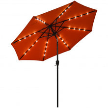 Load image into Gallery viewer, 9 Ft and 32 LED Lighted Solar Patio Market Umbrella Shelter with Tilt and Crank-Orange
