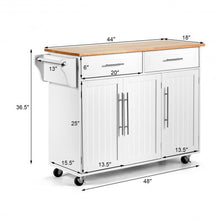 Load image into Gallery viewer, Kitchen Island Trolley Cart Wood Top Rolling Storage Cabinet-White
