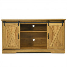 Load image into Gallery viewer, 59&quot; TV Stand with Adjustable Shelf and Sliding Barn Door Cabinet-Golden

