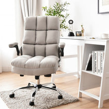 Load image into Gallery viewer, Adjustable Swivel Office Chair with High Back and Flip-up Arm for Home and Office-Beige
