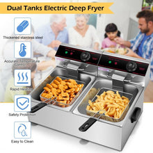 Load image into Gallery viewer, 5000W Dual Tank Electric Countertop Deep Fryer
