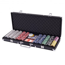 Load image into Gallery viewer, Texas Holdem Cards with 500 Jetton and Dice in Aluminum Case-Black
