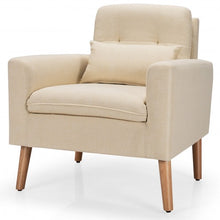 Load image into Gallery viewer, Accent Chair Cushioned Linen Armchair with Waist Pillow Sofa Chair-Beige
