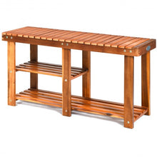 Load image into Gallery viewer, 3-Tier Wood Shoe Rack Shoe Bench Freestanding Boots Storage Organizer
