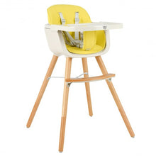 Load image into Gallery viewer, 3 in 1 Convertible Wooden High Chair with Cushion-Yellow

