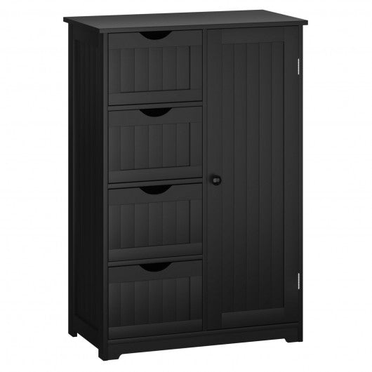 Standing Indoor Wooden Cabinet with 4 Drawers-Black