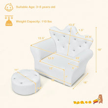 Load image into Gallery viewer, Children Upholstered Princess Sofa with Ottoman and Diamond Decoration for Boys and Girls-White
