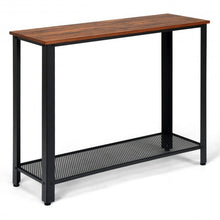 Load image into Gallery viewer, Metal Frame Wood  Console Sofa Table with Storage Shelf-Brown

