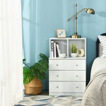 Load image into Gallery viewer, 3 Drawer Dresser with Cubbies Storage Chest for Bedroom Living Room-White
