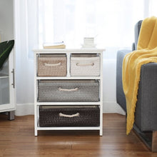 Load image into Gallery viewer, Storage Drawer Nightstand Woven Basket Cabinet Bedside Table
