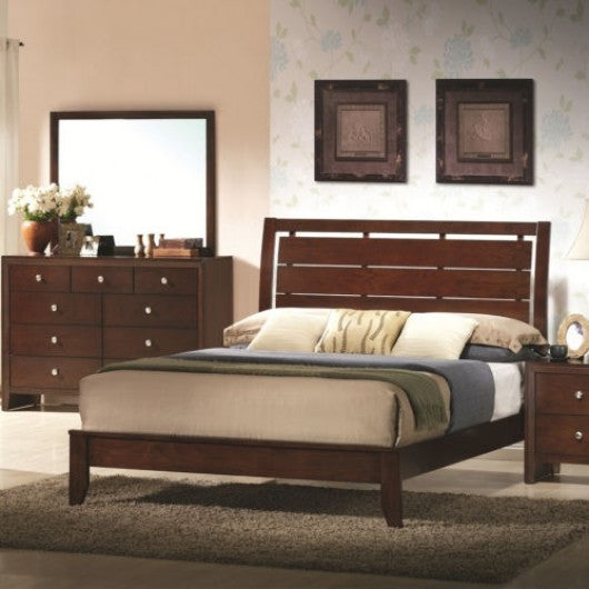 Home Furniture Bed Frame with Platform Wood Slats Tall Headboard-Queen Size
