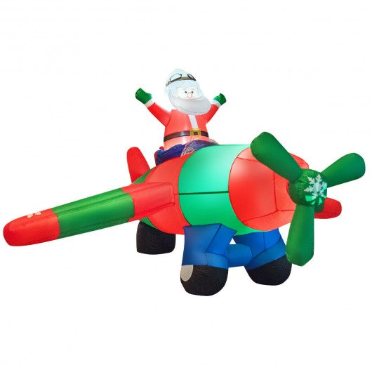 8Ft LED Blow Up Christmas Santa Claus with Flying Airplane