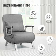 Load image into Gallery viewer, Folding 5 Position Convertible Armchair Couch with Pillow-Gray
