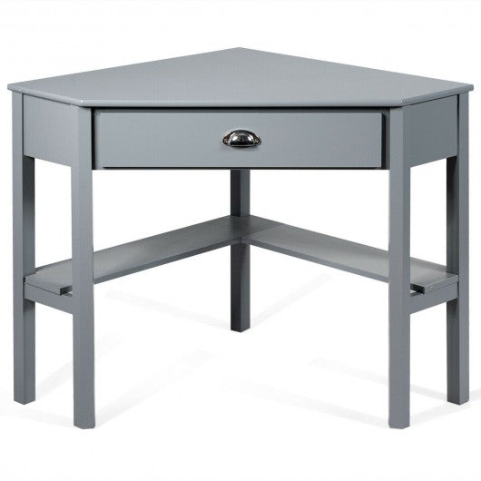 Corner Wooden PC Laptop Computer Desk-Gray