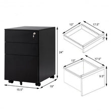 Load image into Gallery viewer, 3 Drawer Filing Cabinet Locking Pedestal Desk -Black
