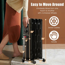 Load image into Gallery viewer, 1500W Oil Filled Portable Radiator Space Heater with Adjustable Thermostat-Black
