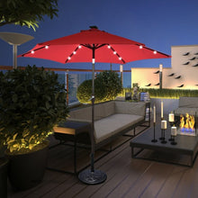 Load image into Gallery viewer, 9&#39; Solar LED Lighted Patio Market Umbrella Tilt Adjustment Crank Lift -Burgundy
