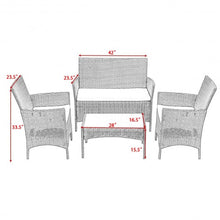 Load image into Gallery viewer, 4 pcs Outdoor Patio Rattan Wicker Cushioned Sofa Table-Dark Brown
