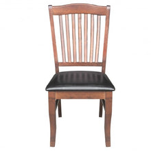 Load image into Gallery viewer, Set of 2 Armless Slat Back PU Leather Dining Chairs-Walnut
