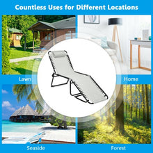 Load image into Gallery viewer, Folding Heightening Design Beach Lounge Chair with Pillow for Patio-Gray
