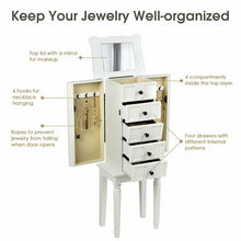 Load image into Gallery viewer, Standing Jewelry Cabinet Armoire with Top Flip Makeup Mirror
