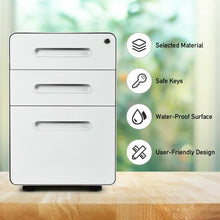 Load image into Gallery viewer, 3-Drawer Mobile File Cabinet with Anti-tilt Mechanism Legal-White
