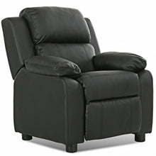 Load image into Gallery viewer, Kids Deluxe Headrest  Recliner Sofa Chair with Storage Arms-Black

