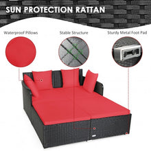 Load image into Gallery viewer, Outdoor Patio Rattan Daybed Thick Pillows Cushioned Sofa Furniture-Red
