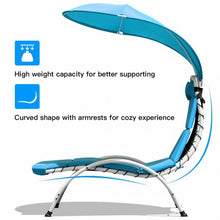 Load image into Gallery viewer, Patio Hanging Swing Hammock Chaise Lounger Chair with Canopy-Blue
