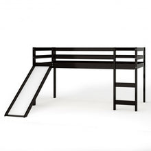 Load image into Gallery viewer, Twin Size Low Sturdy Loft Bed with Slide Wood -Espresso
