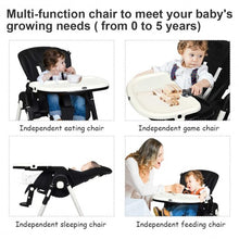 Load image into Gallery viewer, Foldable High chair with Multiple Adjustable Backrest-Black
