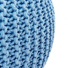 Load image into Gallery viewer, 100% Cotton Hand Knitted Pouf Floor Seating Ottoman-Blue
