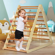 Load image into Gallery viewer, Foldable Wooden Climbing Triangle Indoor with Ladder for Toddler Baby-Natural

