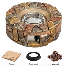 Load image into Gallery viewer, 28&#39;&#39; Propane Gas Fire Pit Outdoor 40 000 BTU Stone-Brown
