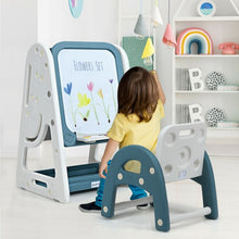 Load image into Gallery viewer, 2 in 1 Kids Easel Desk Chair Set Book Rack Adjustable Art Painting Board-Blue

