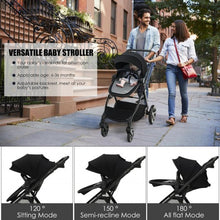 Load image into Gallery viewer, Foldable High Landscape Baby Stroller with Reversible Reclining Seat-Black
