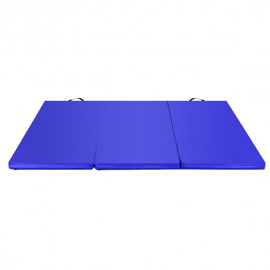6' x 4' Tri-Fold Gymnastics Mat Thick Folding Panel-Blue