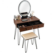 Load image into Gallery viewer, Industrial Makeup Dressing Table with 3 Lighting Modes-Coffee
