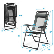 Load image into Gallery viewer, 4 Pcs Patio Garden Adjustable Reclining Folding Chairs with Headrest-Gray

