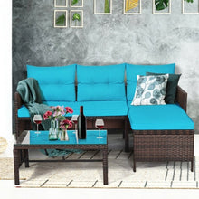 Load image into Gallery viewer, 3 Piece Patio Wicker Rattan Sofa Set-Turquoise
