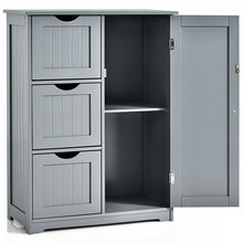Load image into Gallery viewer, Bathroom Floor Cabinet Side Storage Cabinet with 3 Drawers and 1 Cupboard-Gray
