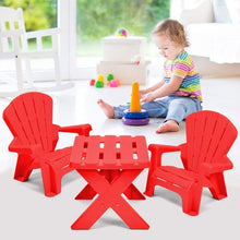 Load image into Gallery viewer, 3-Piece Plastic Children Play Table Chair Set-Red
