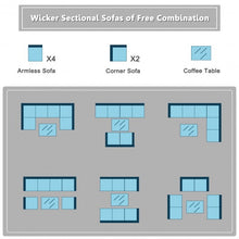 Load image into Gallery viewer, 7-Piece Outdoor Wicker Patio Sofa Set with 2 Pillows and Cushions-Beige

