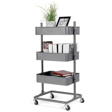 Load image into Gallery viewer, 3 Tier Metal Rolling Utility Storage Cart
